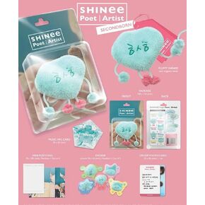 SHINee Poet Artist SECONDBORN Album Set, Fluffy Heart Plush, Photo Cards, NFC Card, Mini Postcards, Stickers