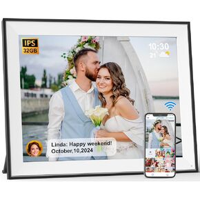 17"-Electronic-Picture-Frame Large Digital Photo Frame - Dual WiFi Digital Picture Frame 32GB, Touch Screen, Motion Sensor, Full Function, Share Photo Video via App Email, Free Cloud, Wall Mountable