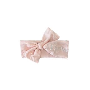 Girls Headband with Name - Baby Girls Headband Personalized - Girls Embroidered Headbands - Newborn Headbands with Bow - Girls Headbands - Ribbed Fabric Headband (Newborn - 3 Months, Mint)