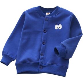 sfdgfhyf Kids Boy Girl Fleece Lined Cardigan Coat Toddler Button Up Jacket 𝐂artoon Sweatshirt School White T
