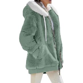 ChicCrate Womens Winter Coats Sherpa Jacket Fuzzy Fleece Jackets Oversized Casual Warm Outwear Zip Hooded Overcoat