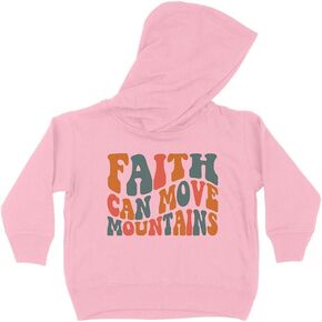 Retro Wavy Faith Can Move Mountains Kids Hoodie Sweatshirt Toddler