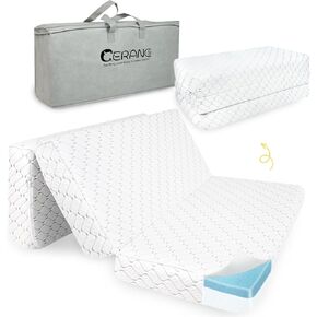 Trifold Pack and Play Mattress, 38x26 in, Travel Mattress with Removable Cover Carry Bag，Dual-Sided Memory Foam for Baby Toddler