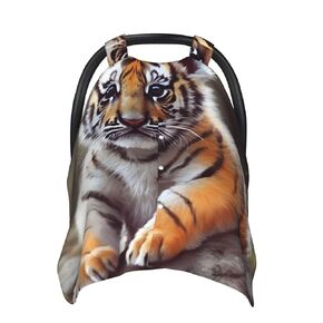 Cute Tiger Baby Car Seat Canopy Cover, Multi Use Breathable Nursing Breastfeeding Covers for Mom Soft Stroller Sun Shade Newborn Shower Gift