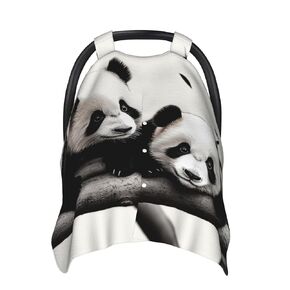 Cute Pandas Baby Car Seat Canopy Cover, Multi Use Breathable Nursing Breastfeeding Covers for Mom Soft Stroller Sun Shade Newborn Shower Gift
