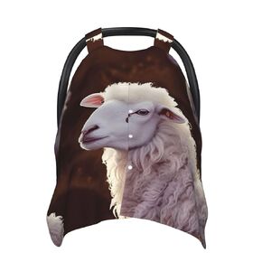 Sheep Baby Car Seat Canopy Cover, Multi Use Breathable Nursing Breastfeeding Covers for Mom Soft Stroller Sun Shade Newborn Shower Gift
