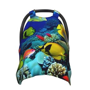 Tropical Ocean Sea Fish Baby Car Seat Canopy Cover, Multi Use Breathable Nursing Breastfeeding Covers for Mom Soft Stroller Sun Shade Newborn Shower Gift
