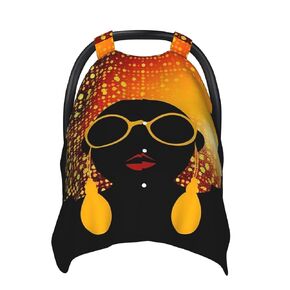 Cute African Woman Baby Car Seat Canopy Cover, Multi Use Breathable Nursing Breastfeeding Covers for Mom Soft Stroller Sun Shade Newborn Shower Gift