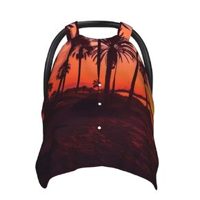 Palm Tree Sunset Baby Car Seat Canopy Cover, Multi Use Breathable Nursing Breastfeeding Covers for Mom Soft Stroller Sun Shade Newborn Shower Gift