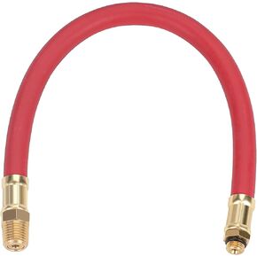 Hromee Tire Inflator Hose, 12 Inch Red Rubber Hose Whip for Tire Pressure Inflator Gauge