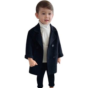Kids Trench Coat for Toddler Boy Girls Woolden Overcoat Winter Dress Peacoat Double Breasted Wool Coat 1-5 Years