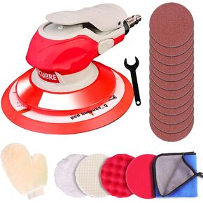 6-Inch Pneumatic Orbital Air Sander/13000 RPM High-Speed DA Sander/Ideal for Woodworking, Auto Polishing, and Metal Sanding
