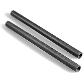 2 Pieces Carbon Fiber 15mm Double Quick Support Rods (30cm) for DSLR Rig Camera