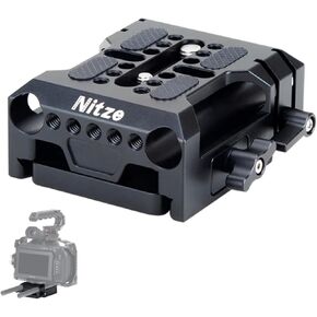 Nitze PB14 15mm LWS Baseplate with ARRI Dovetail Clamp, for DSLR Camera Shoulder Support Stabilizer Rig BMPCC 6K Pro Cage, for Nitze T-B01A Cage, blak