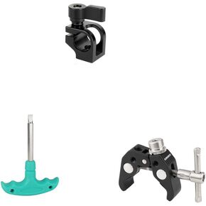 CAMVATE 15mm Single Rod Clamp + Straight Screwdriver Assembly Tool + Crab clamp