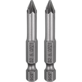 HARFINGTON 2pcs PZ3 Screwdriver Bit 1/4" Hex Shank 50mm/2" Length Magnetic Phillips Slotted Hex Bits S2 Steel Screw Driver Bit Industrial Grade Electric Hexagon Drill Bits