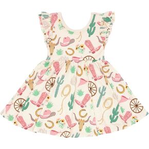Little Sleepies Short Sleeve Twirl Dress for Girls, Viscose from Bamboo, Toddler Girl Dress w/Pockets