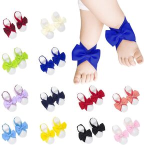 12 Pairs Baby Girls Barefoot Sandals, Toddler Soft Sandals Set, Photograph Props, Multiple Colors, 0-3 Years, BABY SANDALS
