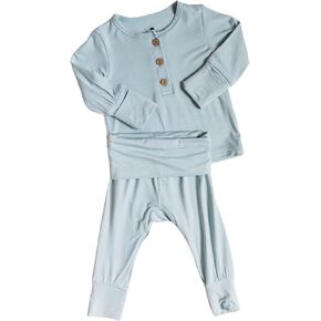 OLLIE'S DAY- Bamboo Pajamas Two Piece Set - Blue 3-6m