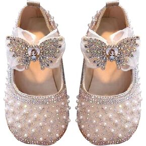 Baby Girls Glittery Dress Princess Shoes Bow Ballet Shoes Toddler Soft Soled Leather Shoes Wedding Dress Shoes