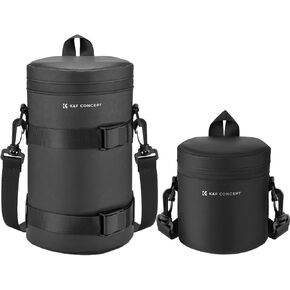 K&F Concept Camera Lens Pouch Case, Waterproof Zipper Lens Protective Bag (Size：S+XL)