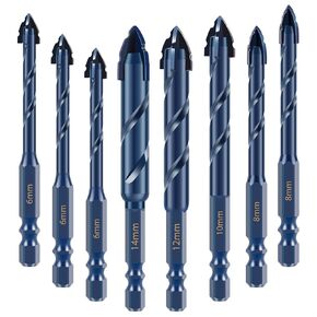 8Pcs Serrated Masonry Drill Bit, Sturdy Concrete Drill Bits, Efficient Masonry Drill Bit Set, Practical Impact Drill Bit Set for Tile Glass Metal Brick Ceramic Plastic Wood