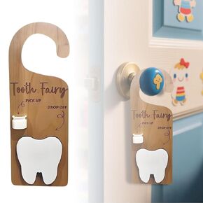 Tooth Fairy Tooth Holder, Wood Tooth Fairy Door Hanger, Keepsake Tooth Holder for Kids Teeth