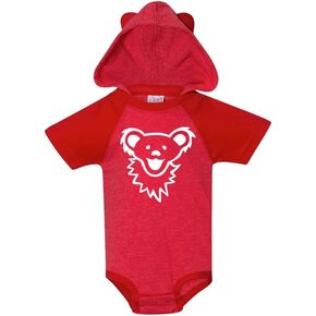 Dancing Bear Face Hooded Baby One Piece
