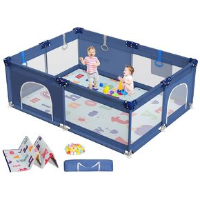 Baby Playpen with Mat, 71" × 59" Extra Large Playpen for Toddler, Baby Playard with Breathable Mesh, Fence Play & Sleep Area for Indoor & Outdoor