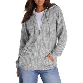 Womens Full Zip Hoodie Y2K Fuzzy Lightweight Oversized Sweatshirt Drawstring Open Cardigan Jacket Fall Winter Outfits