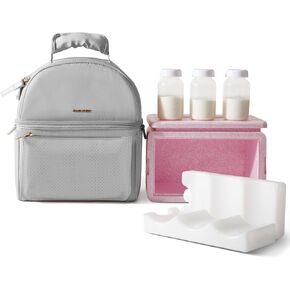 SUNVENO Breastmilk Cooler Bag with Detachable Insulation Box Double Decker Lunch Bag