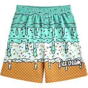 Boy's Summer Cute Print Beach Shorts Casual Kids Elastic Waist Graphic Shorts with Pockets for Girls 2-14 Years