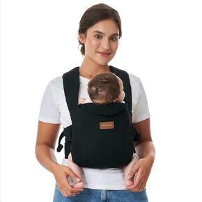 Momcozy Newborn Carrier WeeSnug- Lightweight and Cozy Comfort for 7-25 lbs, Ergonomic Cross-Back Support, Effortless to Put On, Hands-Free Baby Carrier with Lumbar Support, Khaki