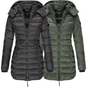 DGHM-JLMY 2 Pack Women's Warm Mid Long Down Jacket Quilted Lightweight Puffer Jacket Packable Hooded Slim Fit Puffer Coat