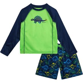 Toddler Baby Boys Rash Guard Set - 2 Piece UPF 30+ Swim Trunks and Swim Shirts for Toddler Boys (Sizes: 2T-4T)