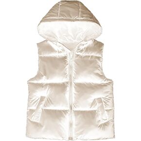 Boys Girls Puffer Vest Hooded Down Jacket Warm Waistcoat Toddler Sleeveless Winter Coat Zip Up Lightweight Outwear