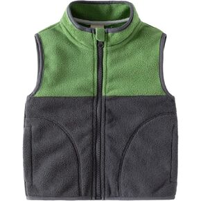 Kids Sleeveless Fleece Vest Spring Jacket Full-Zip Warm Jacket Lightweight Waistcoat Outwear with Pockets