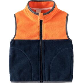 Spring Kids Fleece Vest Jacket Full-Zip Warm Sleeveless Jacket Ligntweight Waistcoat Outwear with Pockets