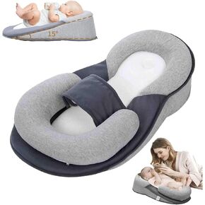 Baby Feeding Support Pillow,Reducing Spit-Up Nursing Pillow, Lounger Baby Reflux Wedge Breastfeeding Nursing Pillow,Adjustable Safety Strap,Bottle Feeding Support