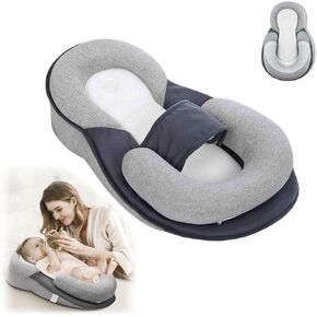 Baby Feeding Support Pillow, Anti Reflux Newborn Pillow, Reflux Breastfeeding Nursing Pillow for Reducing Spit-Up, Bottle Feeding Detachable (Grey)