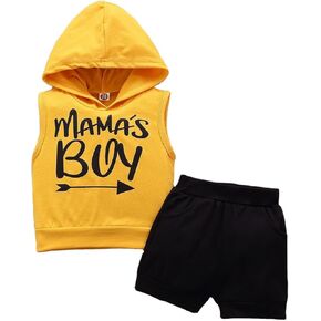 Baby Boy Outfits with Jacket Infant Newborn Baby Boys Sleeveless Letter Hooded Vest Sweatshirt Tops Set for Big Boys