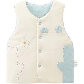 Baby Warm Vests Boy Girl Spring Winter Fleece Warm Padded Waistcoat Cute Printing Jacket Snow Clothing (A, 6-12 Months)