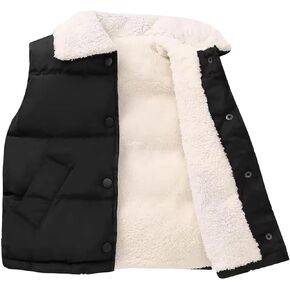 Toddler Kids Hooded Fleece Vest Jacket Boys Girls Padded Warm Winter Outerwear Sleeveless Button Down Coat