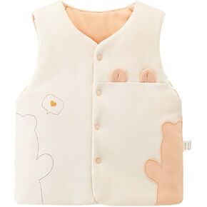 Baby Warm Vests Boy Girl Spring Winter Fleece Warm Padded Waistcoat Cute Printing Jacket Snow Clothing (B, 6-12 Months)