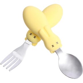 1Set Short Handle Training Tableware Durable Food Grade for Self Feeding