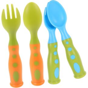 2Sets Utensils Self Feeding with Storage Box Designed for and Independent Eating for Parents and Outdoor Use