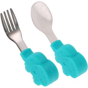 1Set Tableware Set Fork and Spoon for Dining Handle Design for Young Safe and Practical