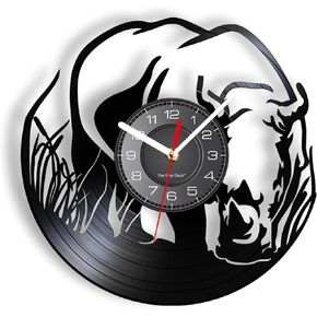 12 inch Clock Rhinoceros Safari Nursery Decor Zoo Animal Wall Clock African Wildlife Jungle Animal Wall Watch Rhino Vinyl Record Wall Clock for Vintage Room Decoration