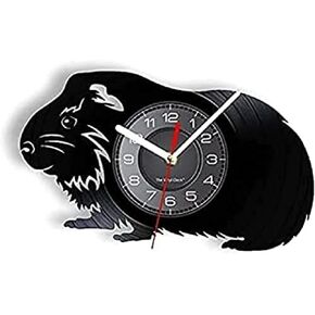 Wall Clock Guinea Pig Wall Clock Funny Hamster Vinyl Record Pig Wall Clock Animal Nursery Decor Shadow Laser Engraved Art Wall Clock Animal Lover