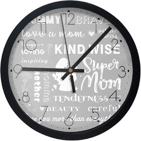 ساعة الحائط قرنفل زهرة الأم بطارية الطفل تعمل على مدار 10 بوصات صامتة غير محسوبة من نوع Wallclock من النوع الحكيمة الأم الرمادية الجولة الساعات الحائط لغرفة المعيشة غرفة نوم ديكور المنزل